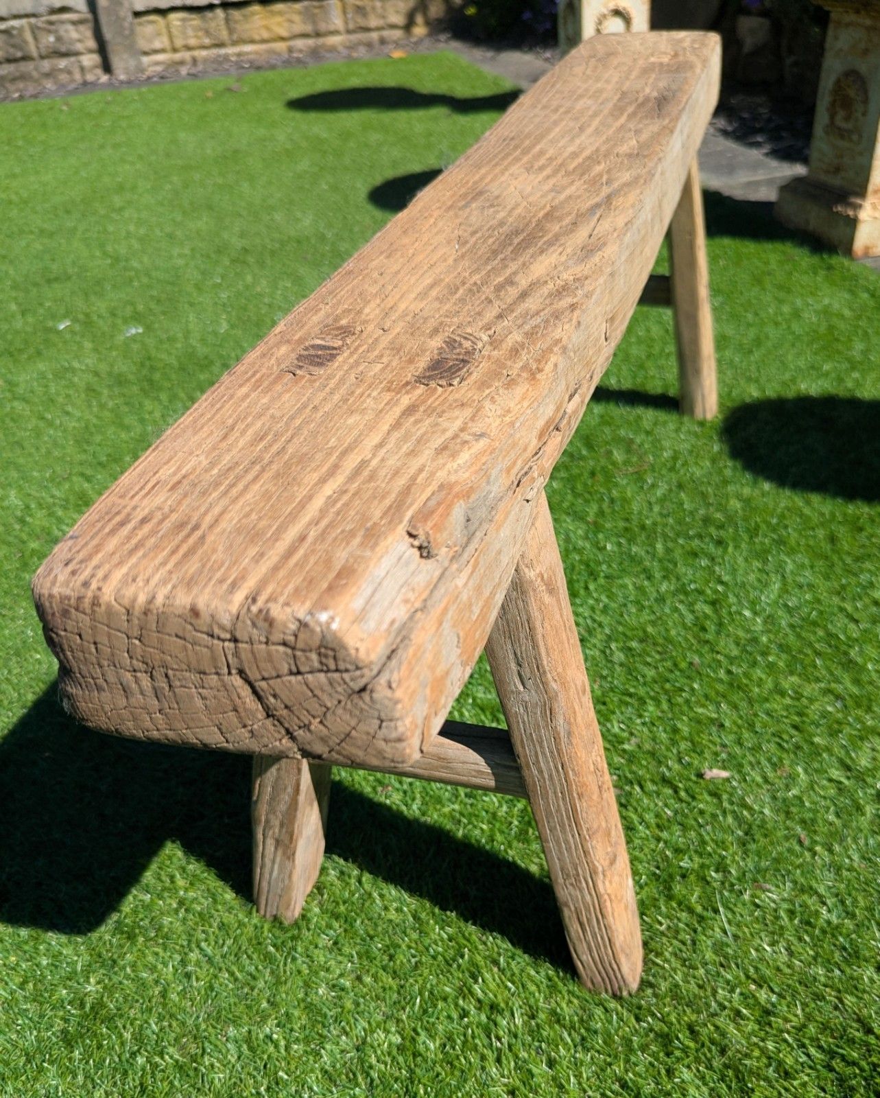 Table/banc vintage en orme récupéré rustique, livraison disponible 0319. photo buy