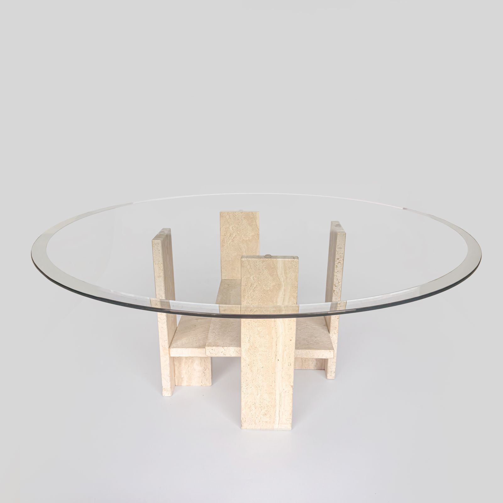 Vintage Architectural Travertine Coffee Table, 1970s. photo 491.0