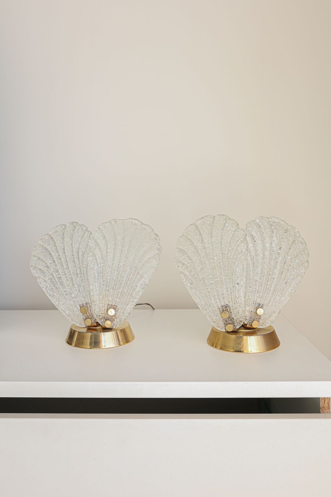 Lot de 2 lampes de table en verre de Murano, Italie, années 1980. photo Luminaires