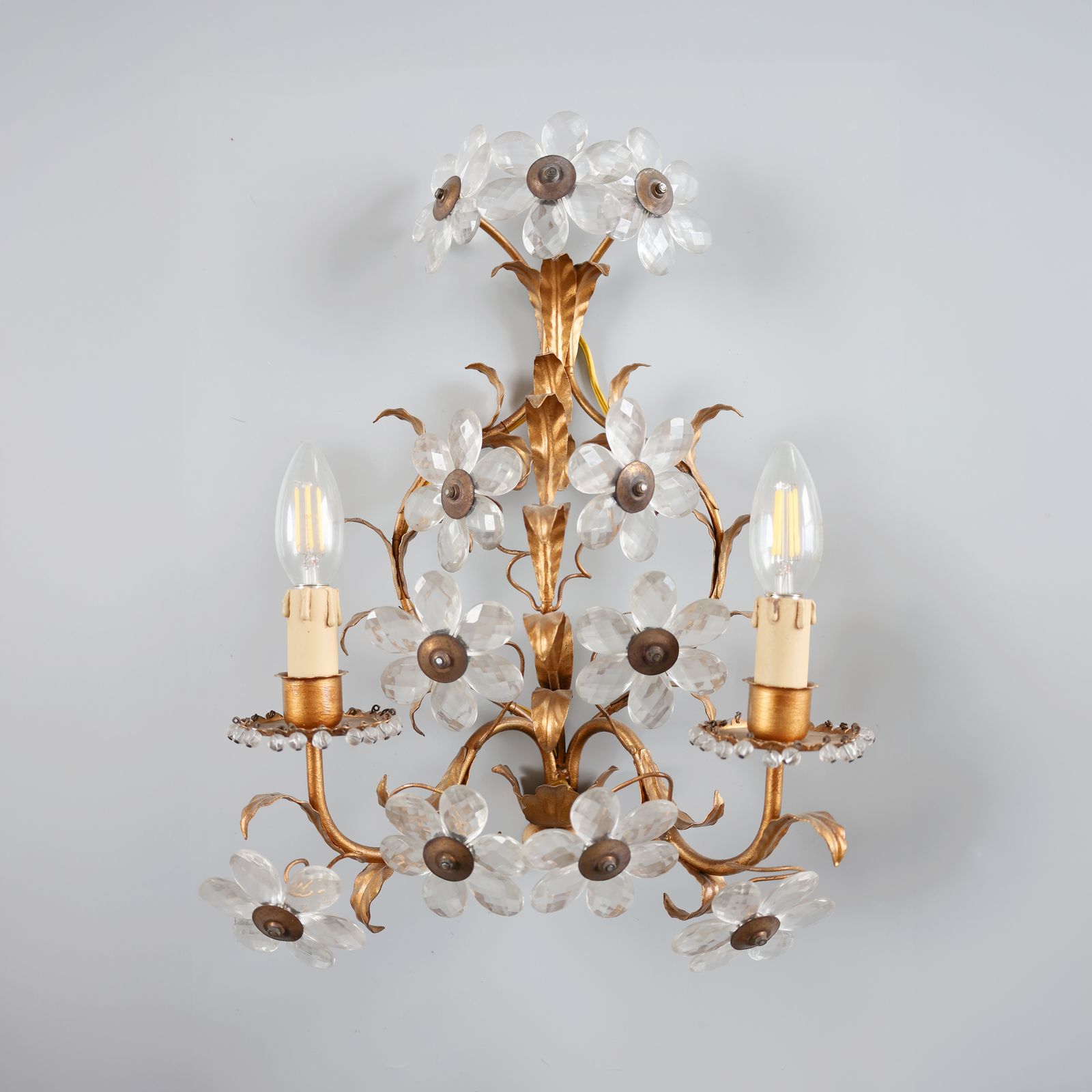 2 sur 4 - Appliques vintage Banci Firenze en verre cristal à motifs floraux, années 1970. photo 629.0