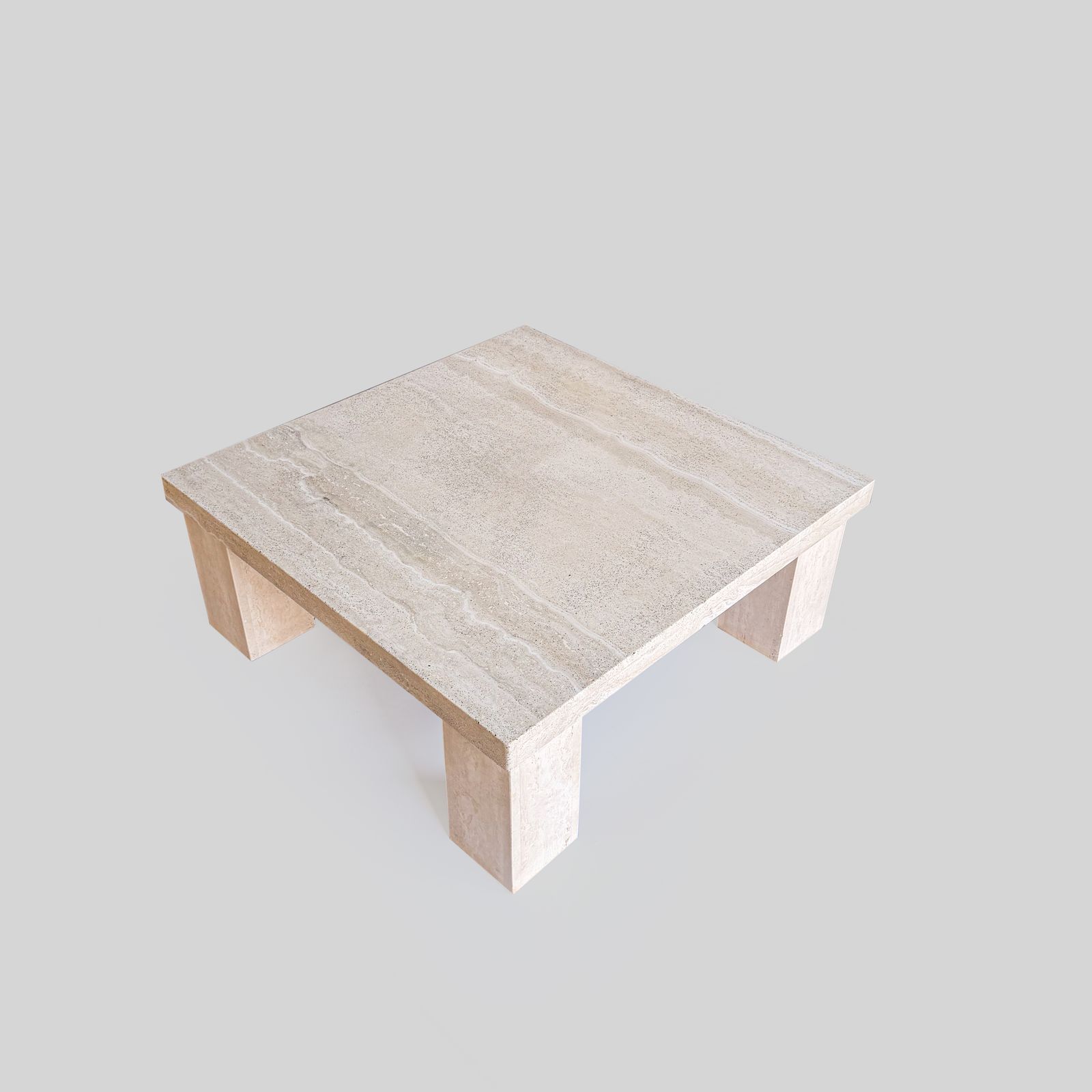 Vintage Travertine Salontafel, Vierkant, Ca. Jaren 1980. photo buy