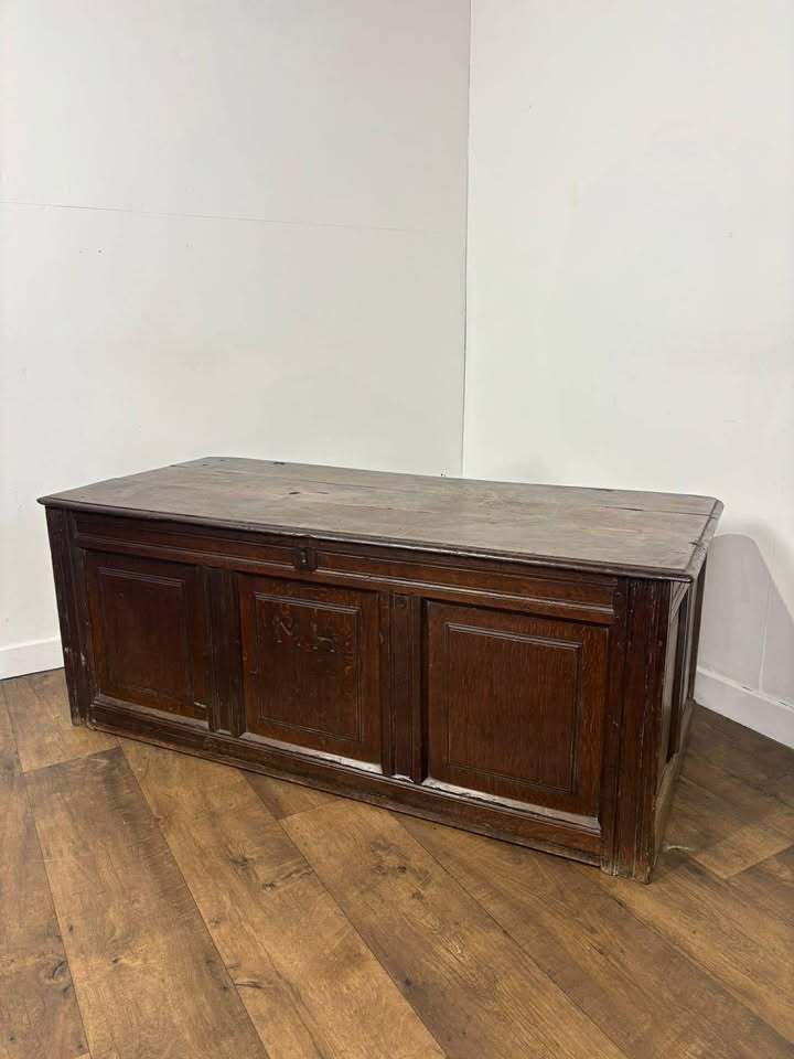 Georgian Oak Three Panel Coffer With Initials ‘Mh’