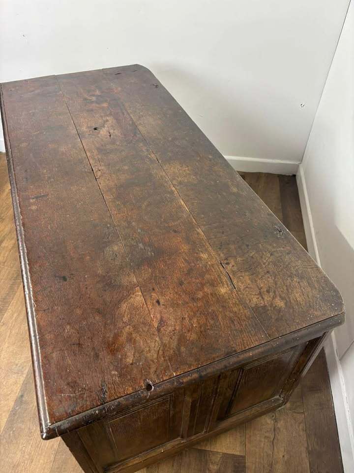 photo for sale Georgian Oak Three Panel Coffer With Initials ‘Mh’