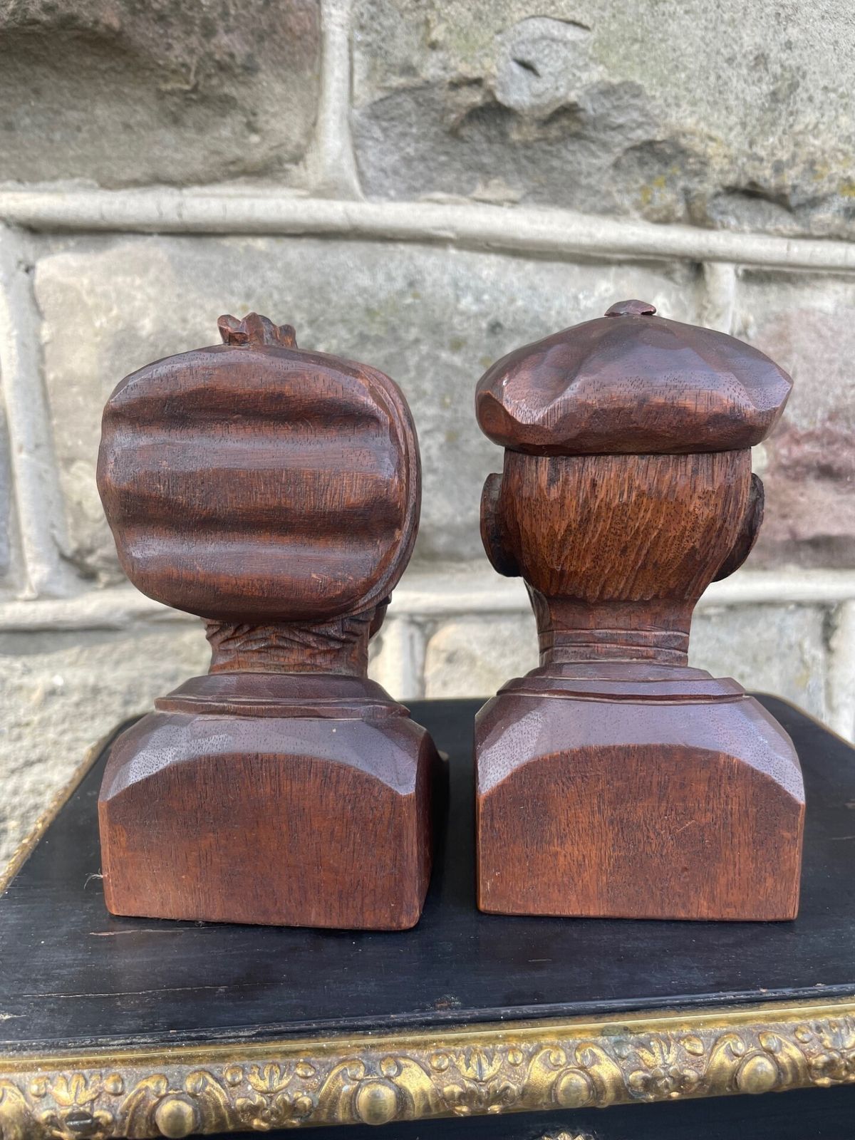 photo furniture Pair Carved Book Ends By J Alberdi
