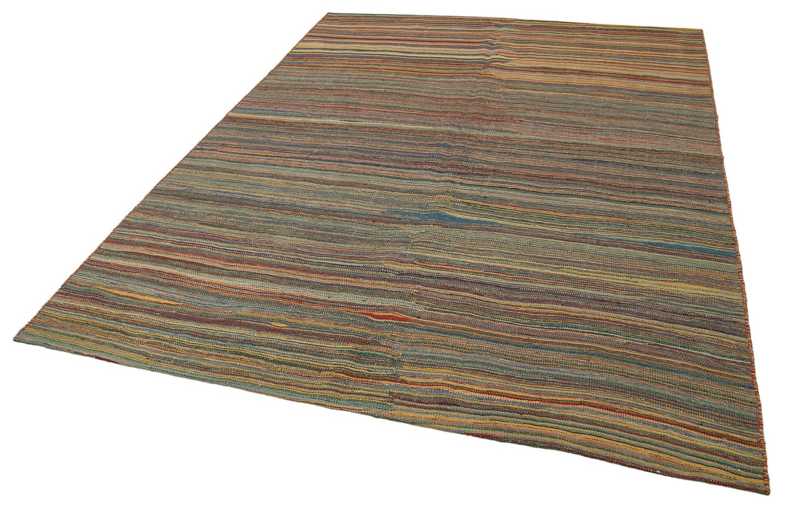 7x9 Bruin Eigentijds Kilim Tapijt   30110 photo for sale