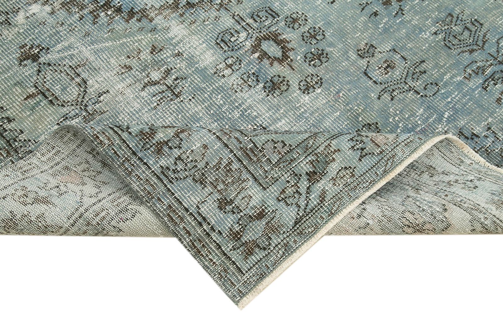5x8 Blauw Overdyed Vloerkleed, 1500s photo vinterior