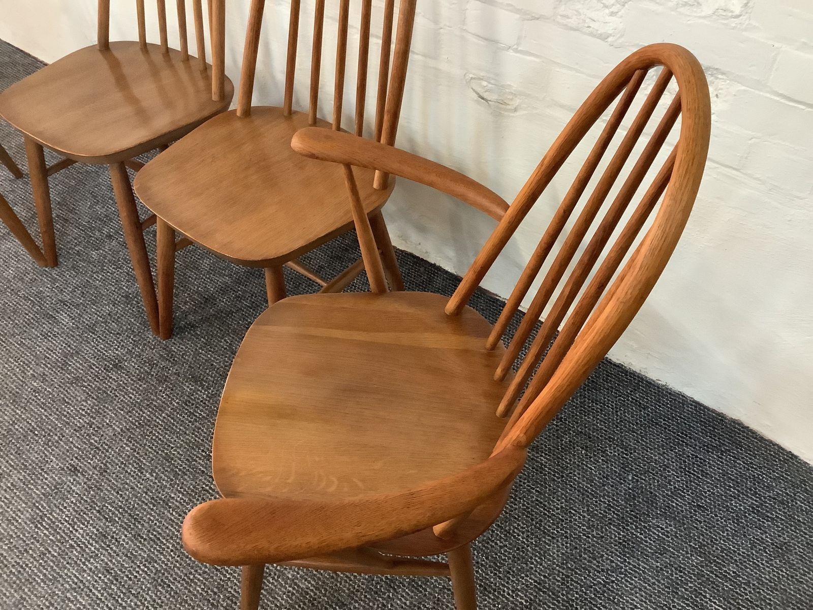 Set Of Ercol Style Quaker Back Dining Chairs. photo Furniture