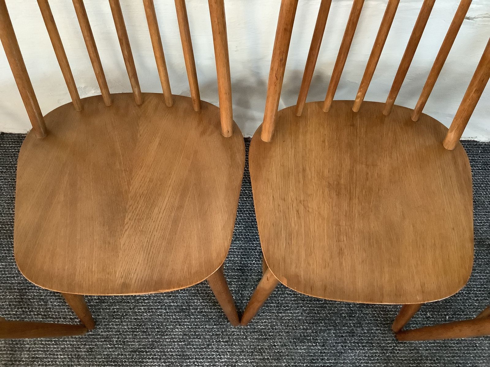 photo furniture Set Of Ercol Style Quaker Back Dining Chairs.