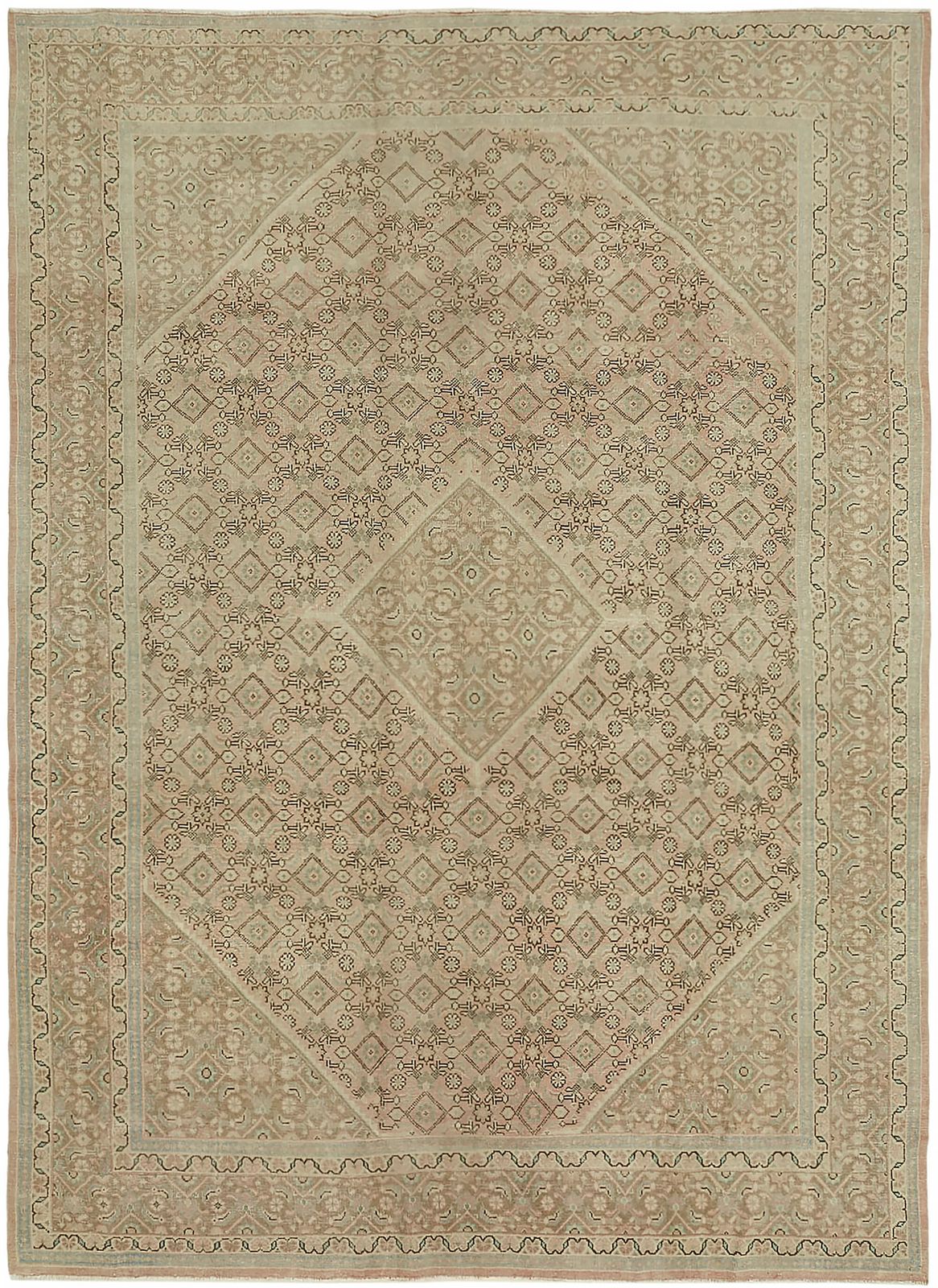Tapis vintage grand format beige, 9x13