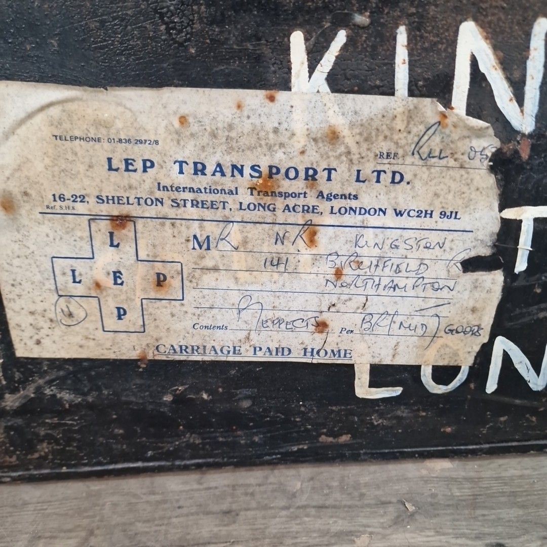 Furniture Vintage Industrial Metal Trunk Kingston Transport London Storage Chest Tool Box photo