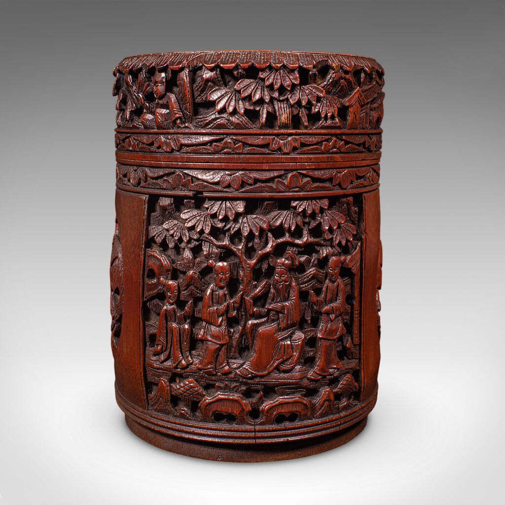 Antique Handmade Spice Pot, Oriental, Carved Bamboo, Treen, Kitchen, Art Deco Antique Handmade Spice Pot, Oriental, Carved Bamboo, Treen, Kitchen, Ar photo vinterior