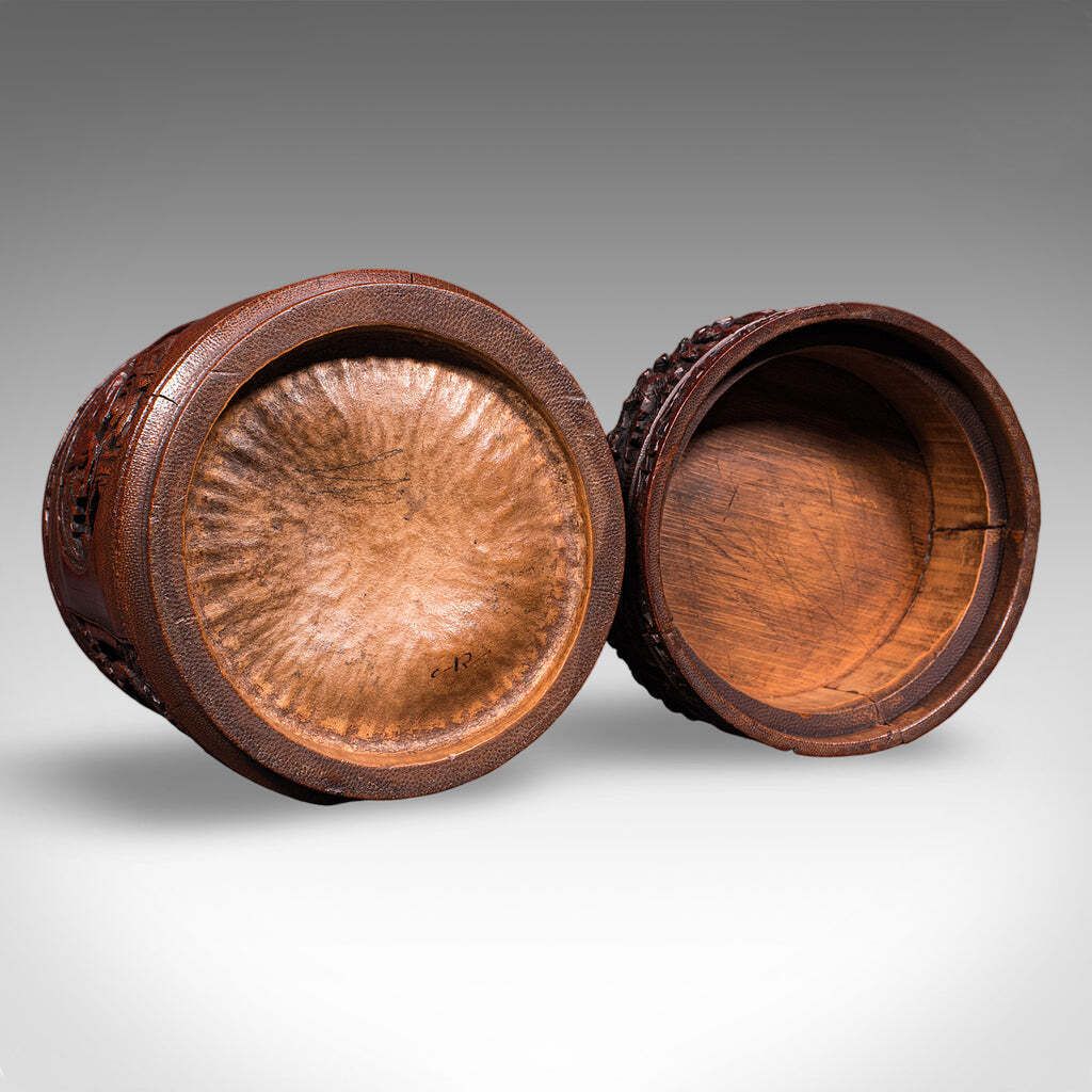 595.0 Antique Handmade Spice Pot, Oriental, Carved Bamboo, Treen, Kitchen, Art Deco Antique Handmade Spice Pot, Oriental, Carved Bamboo, Treen, Kitchen, Ar photo