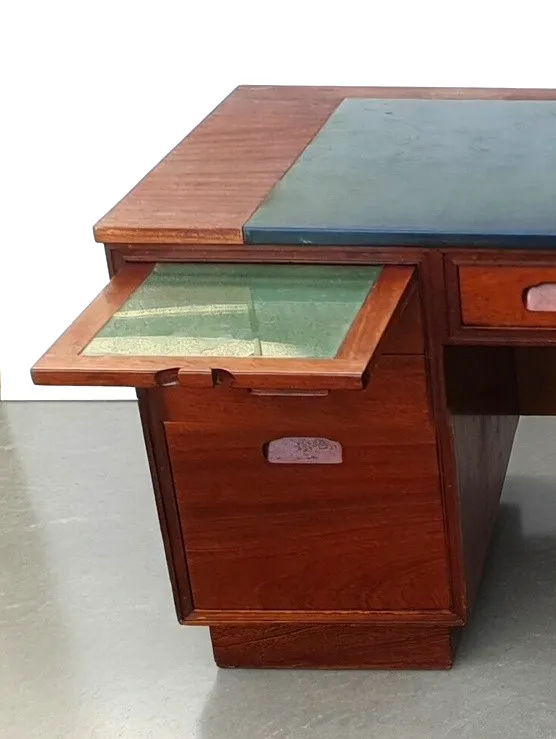 A Mid Century Art Deco Solid Mahogany And Teak Ministry Style Desk photo buy