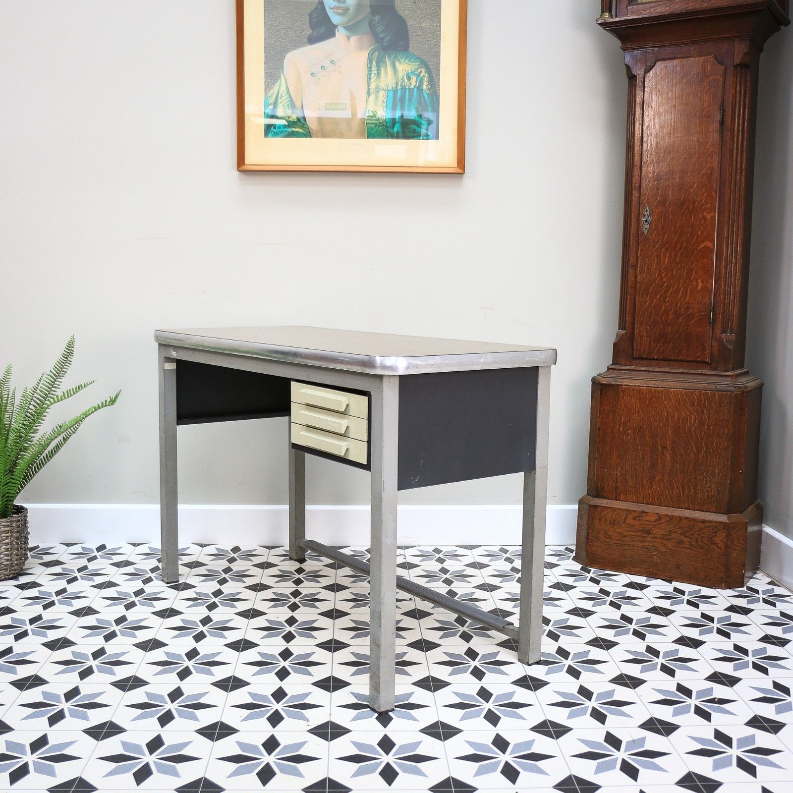 Conforti Of Italy Industrial Desk With Three Drawers And Formica Top photo Furniture