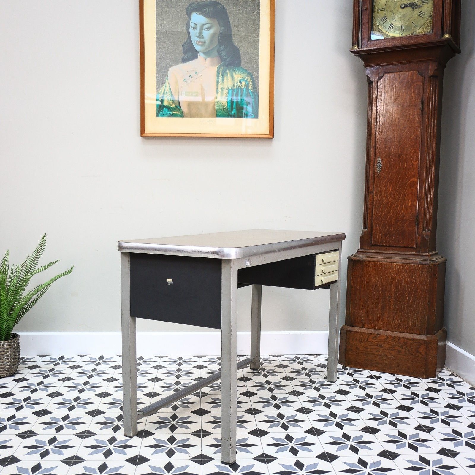 Conforti Of Italy Industrial Desk With Three Drawers And Formica Top photo 375.0