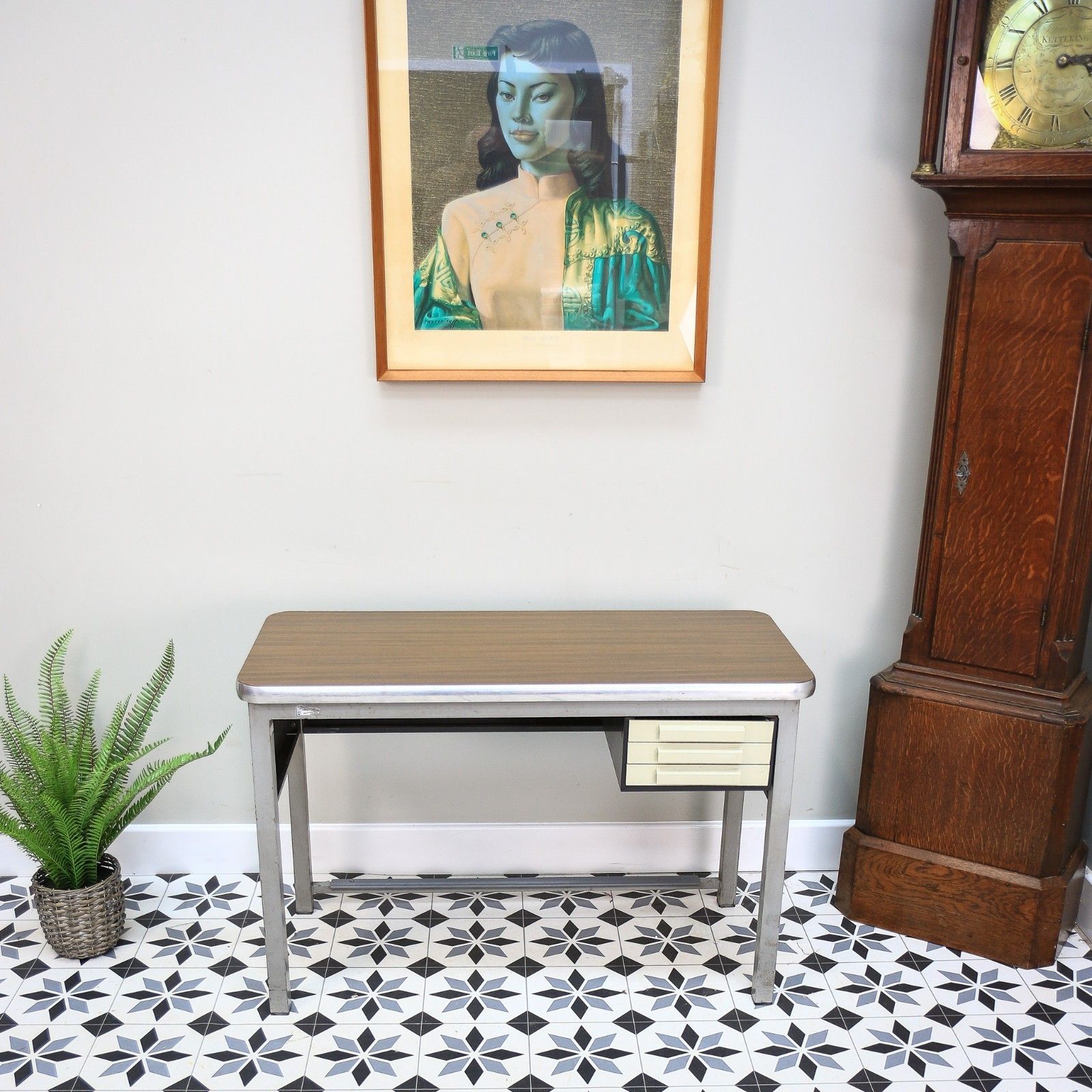 Conforti Of Italy Industrial Desk With Three Drawers And Formica Top photo buy