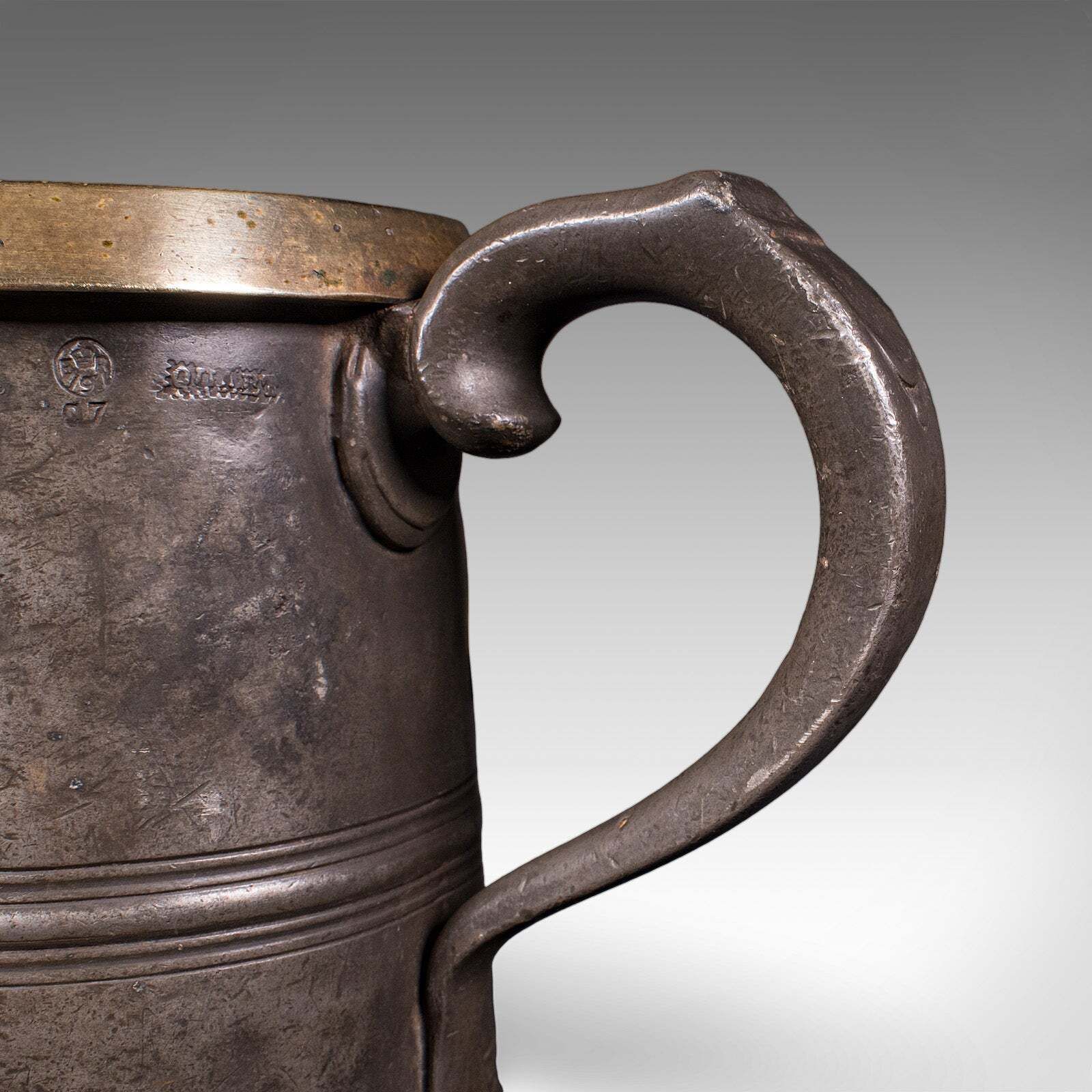 Home Decor Antique Public House Tankard, English, Pewter, Quart Jug, Breweriana, Victorian photo