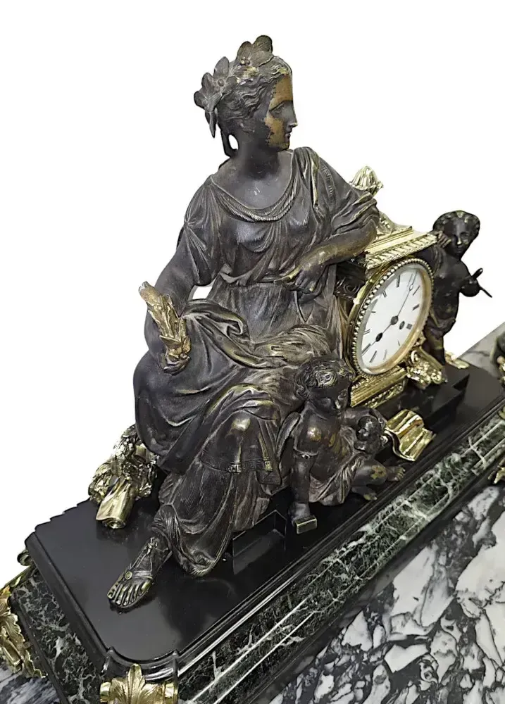 photo for sale A Very Rare And Fine 19th Century French Marble And Bronze Garniture Clock Set