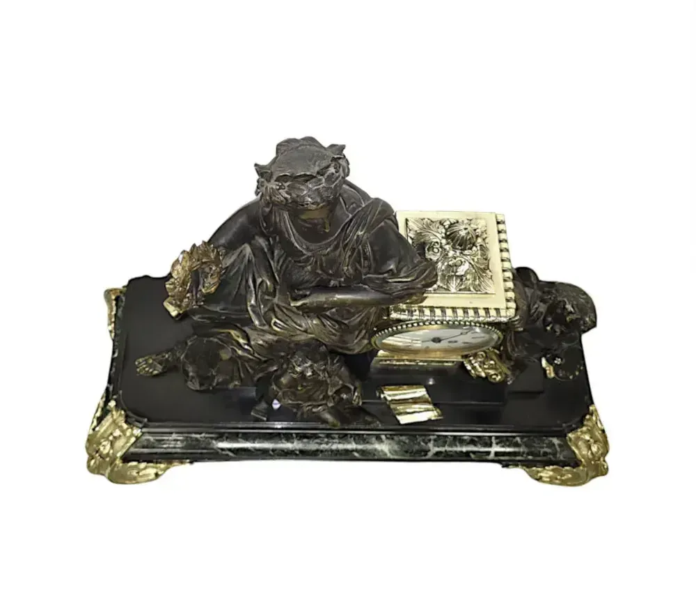 Home Decor A Very Rare And Fine 19th Century French Marble And Bronze Garniture Clock Set photo