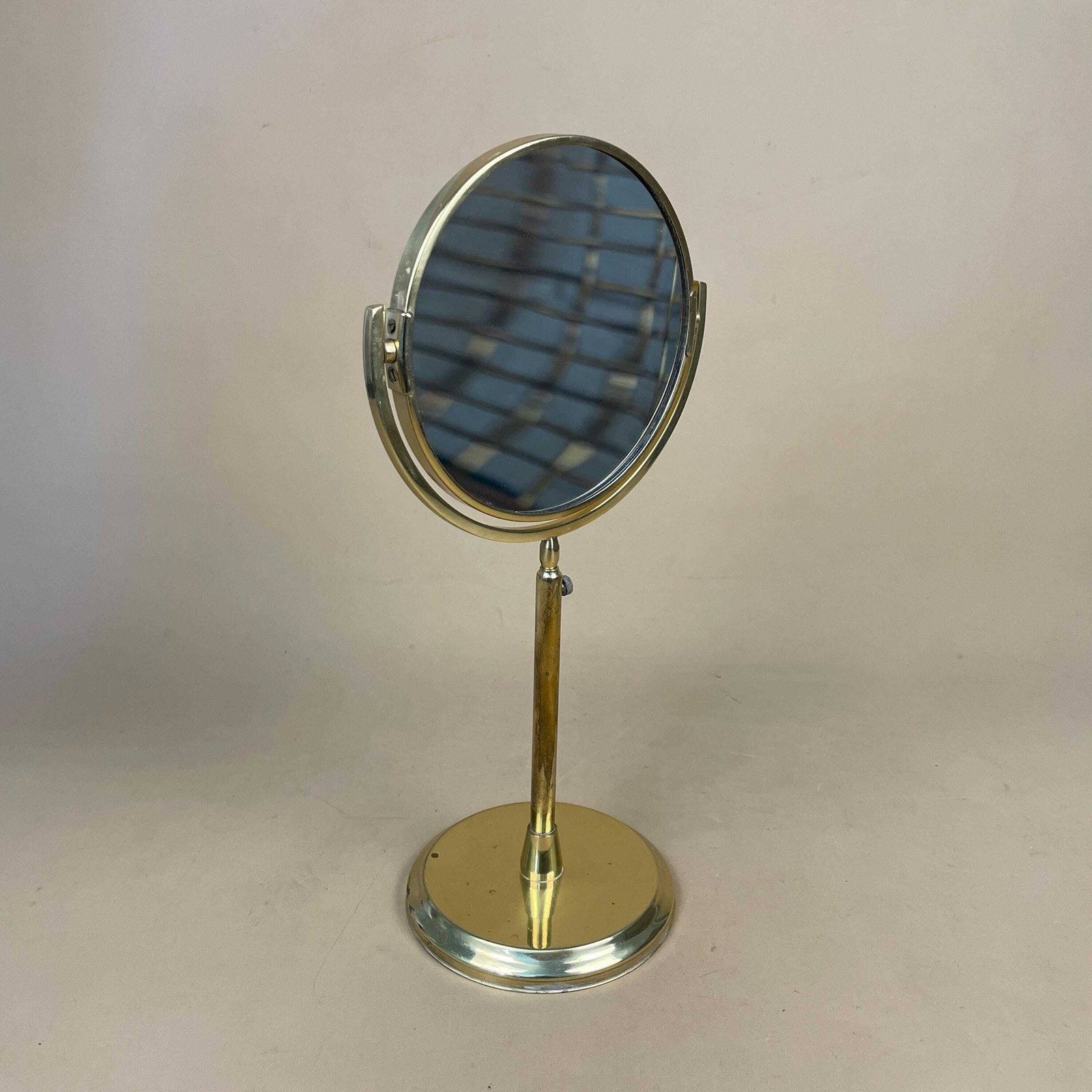Gold Round Vanity Mirror Adjustable Freestanding Tabletop Bathroom Metal Make Up Dressing Table Circle photo furniture