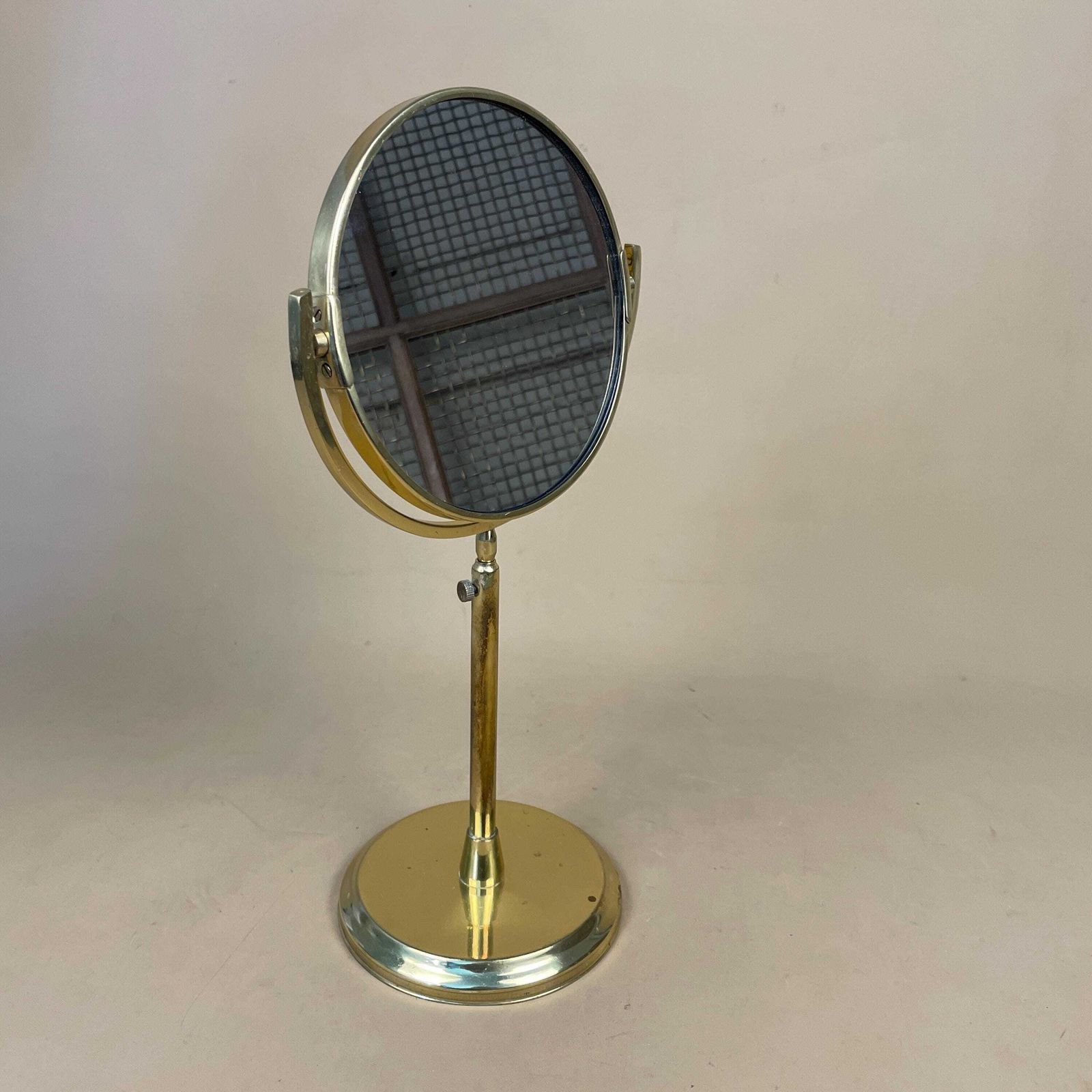 Gold Round Vanity Mirror Adjustable Freestanding Tabletop Bathroom Metal Make Up Dressing Table Circle photo buy
