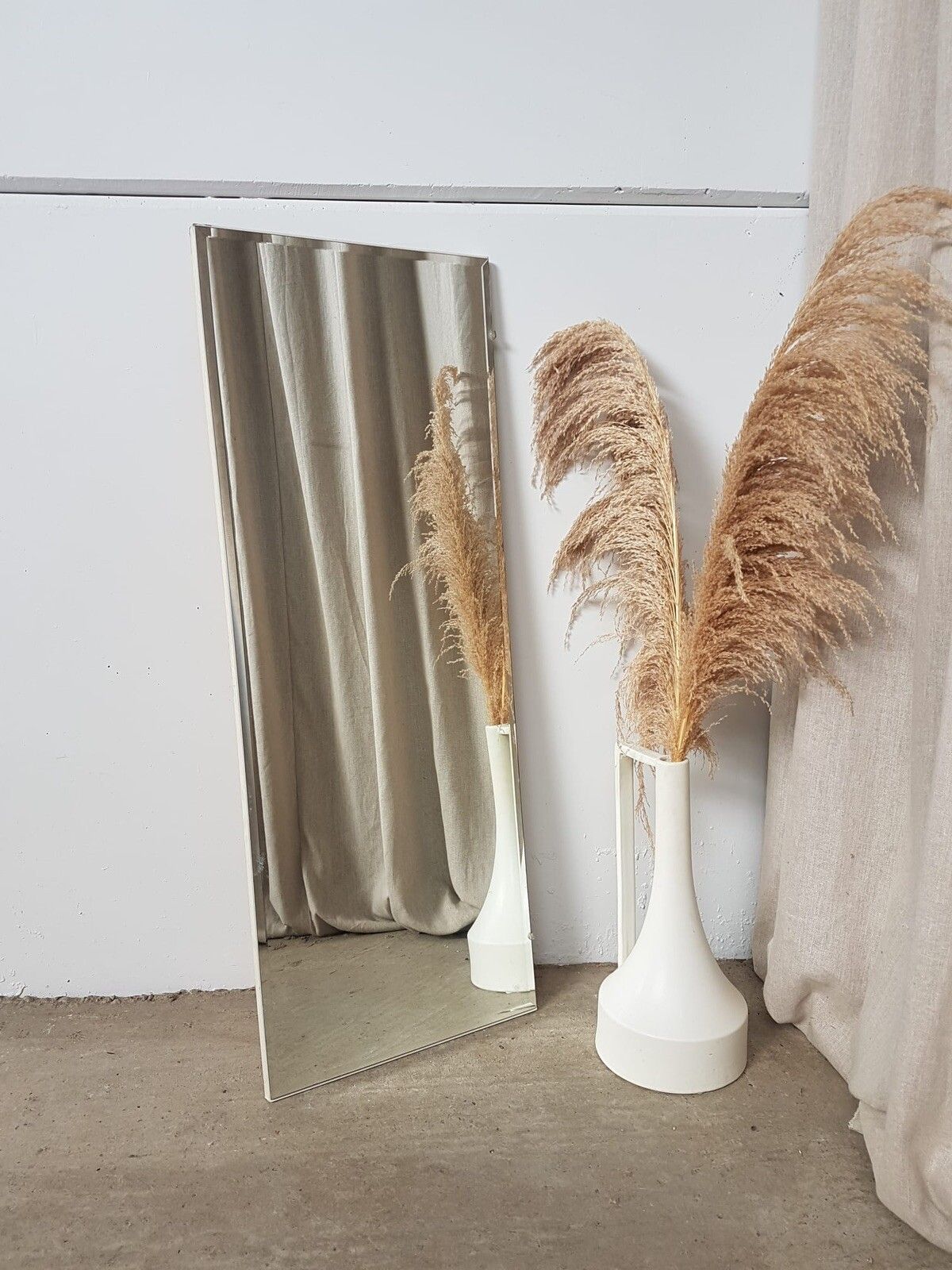 Vtg Late Mid Century Floor Standing Wall Hallway Mirror Scandi Danish Retro R282 photo furniture