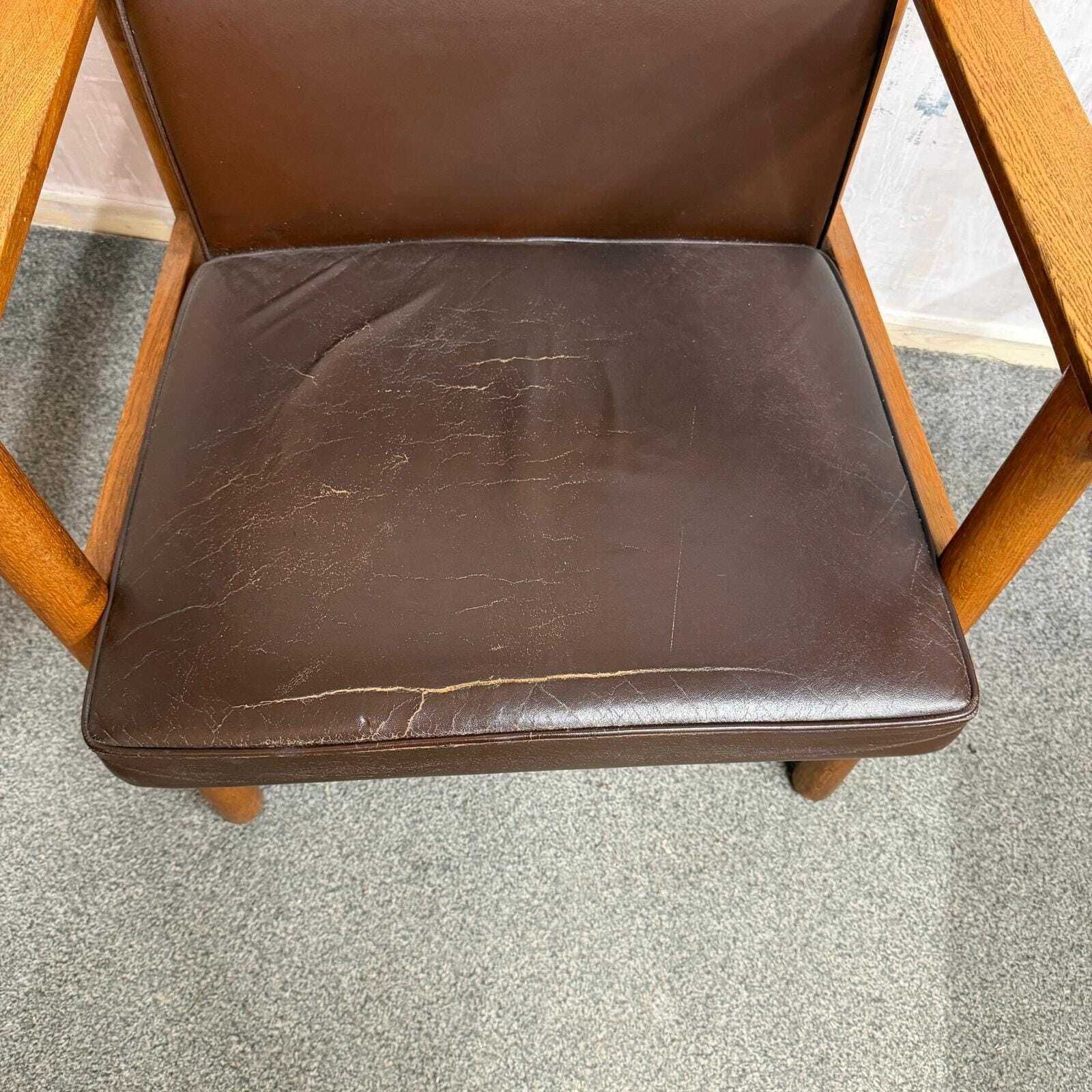 799.0 Set 3 Ferd. Lundquist 1970’s Mid Century Swedish Oak And Faux Leather Armchairs photo