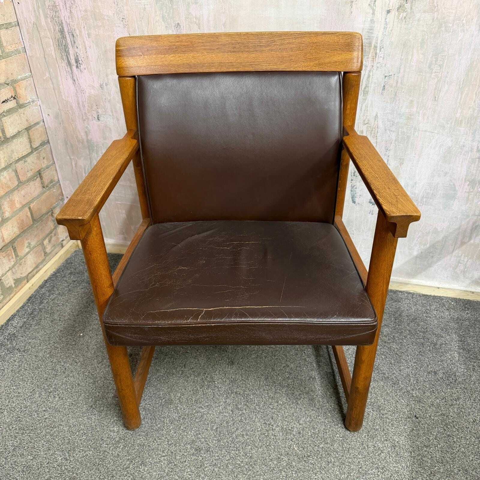 photo buy Set 3 Ferd. Lundquist 1970’s Mid Century Swedish Oak And Faux Leather Armchairs