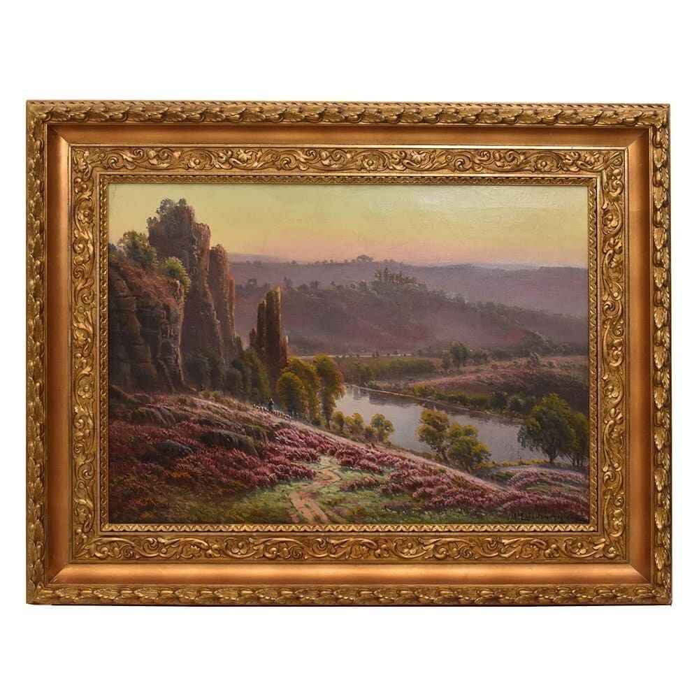 Antique Landscape Painting, Gaston Anglade, XX Century. (Qp733)