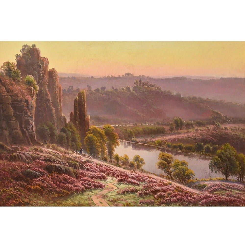 Antique Landscape Painting, Gaston Anglade, XX Century. (Qp733) photo for sale