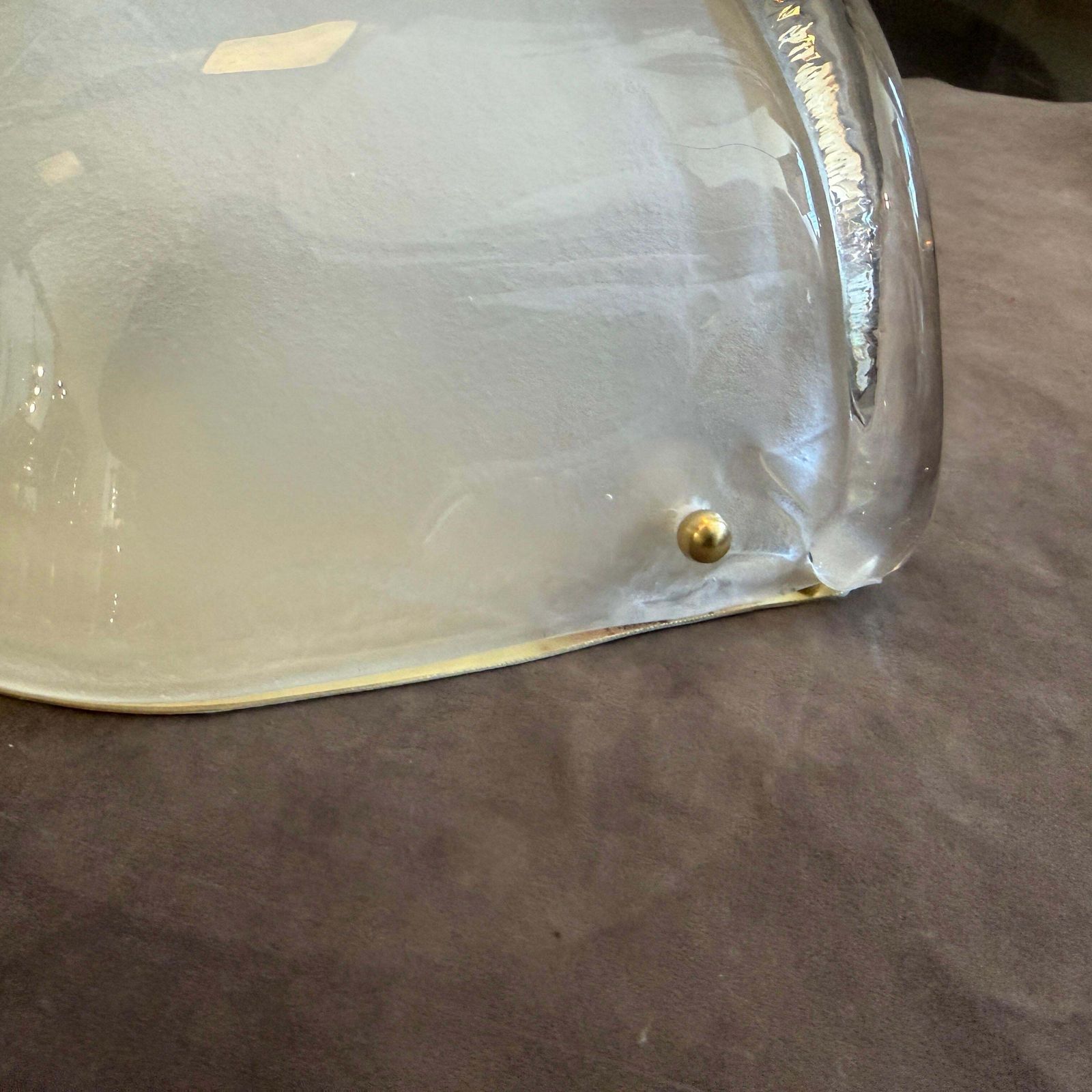 1990s Mid Century Modern Barovier Style Murano Glass And Brass Wall Sconces photo vinterior