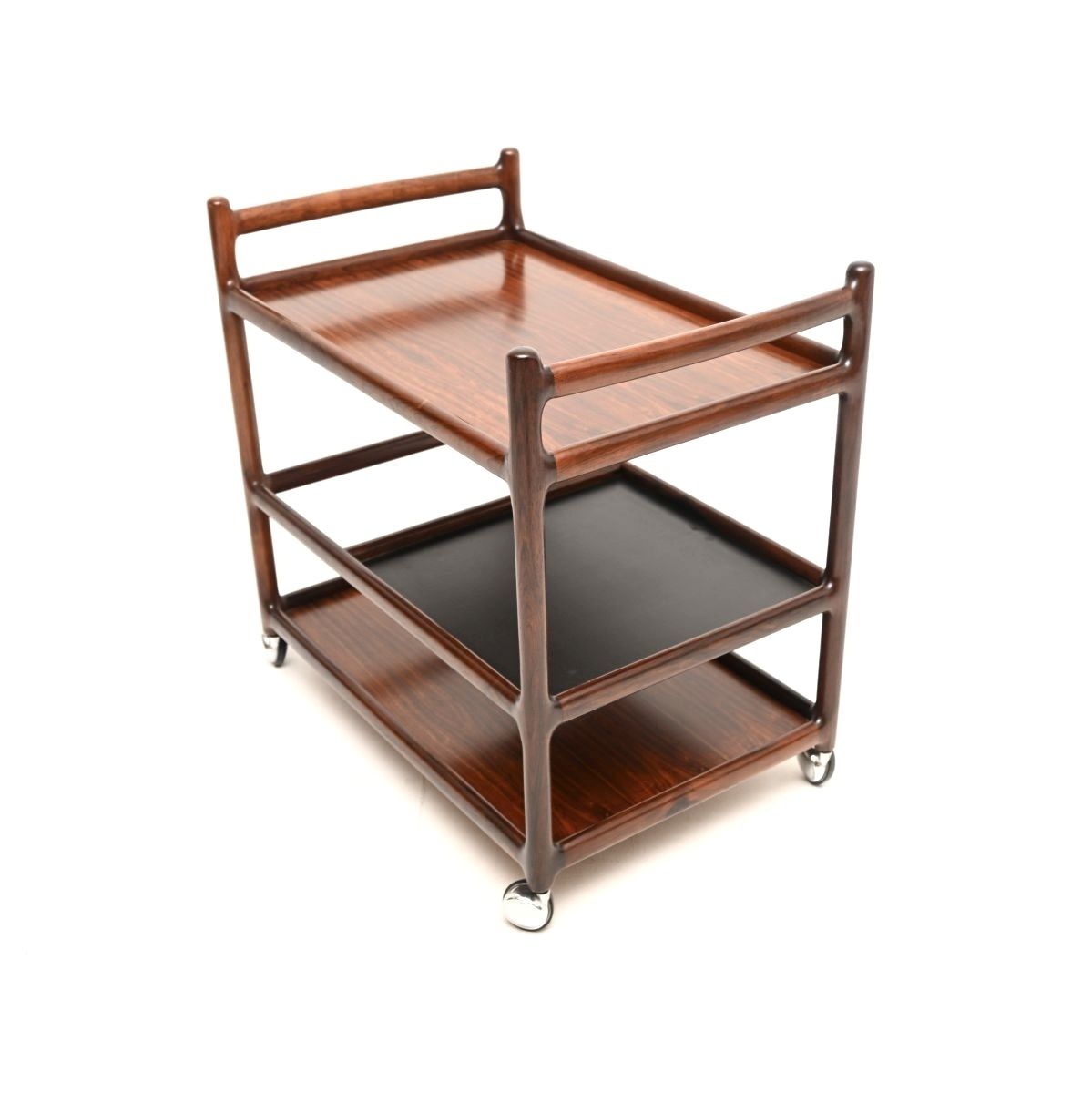 Vintage Danish Rosewood Drinks Trolley By Henning Korch For Silkeborg photo for sale