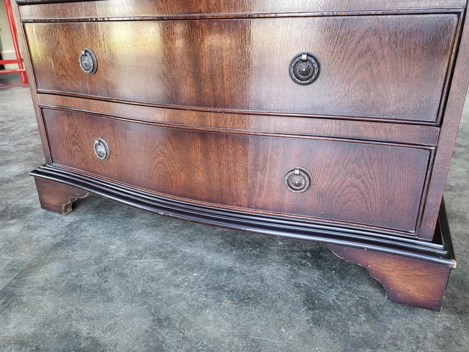 Antique Repro Serpentine Small Chest Of Drawers Bracket Feet photo 245.0