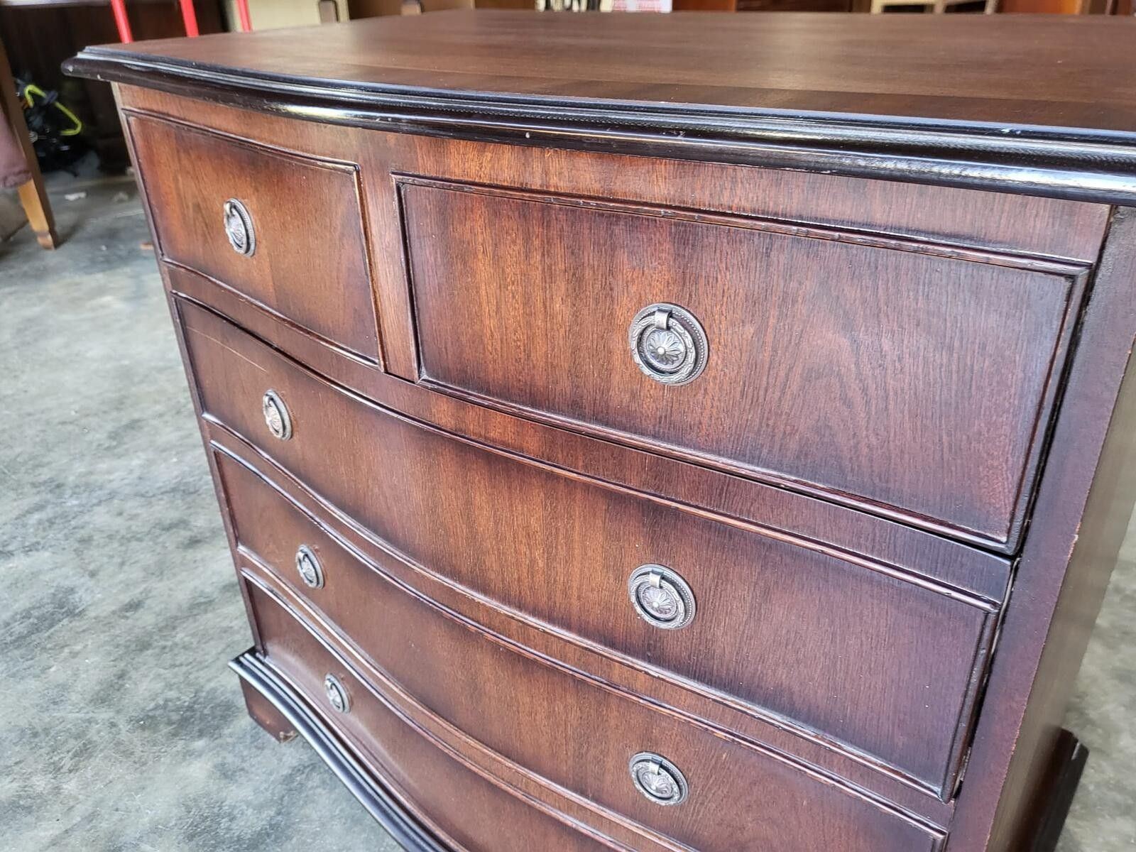 Antique Repro Serpentine Small Chest Of Drawers Bracket Feet photo vintage