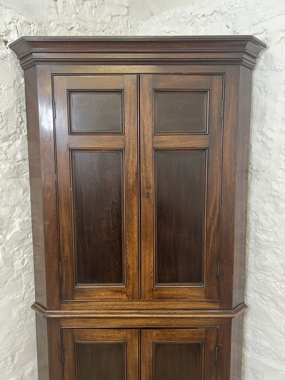 Georgian Mahogany Tallboy Corner Cupboard With X2 Keys photo Furniture