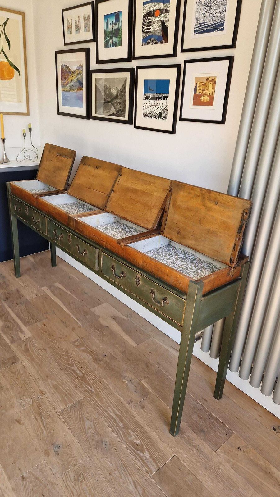 Dresser Base/ Sideboard/ Constructed With Vintage School Desks photo Furniture