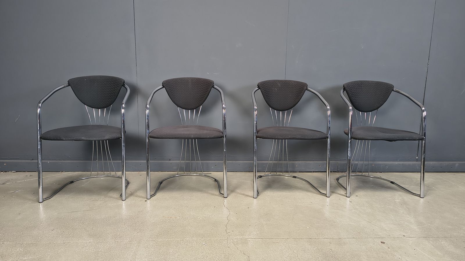 Vintage Chrome Dining Chairs By Effezeta, 1970s   Set Of 4