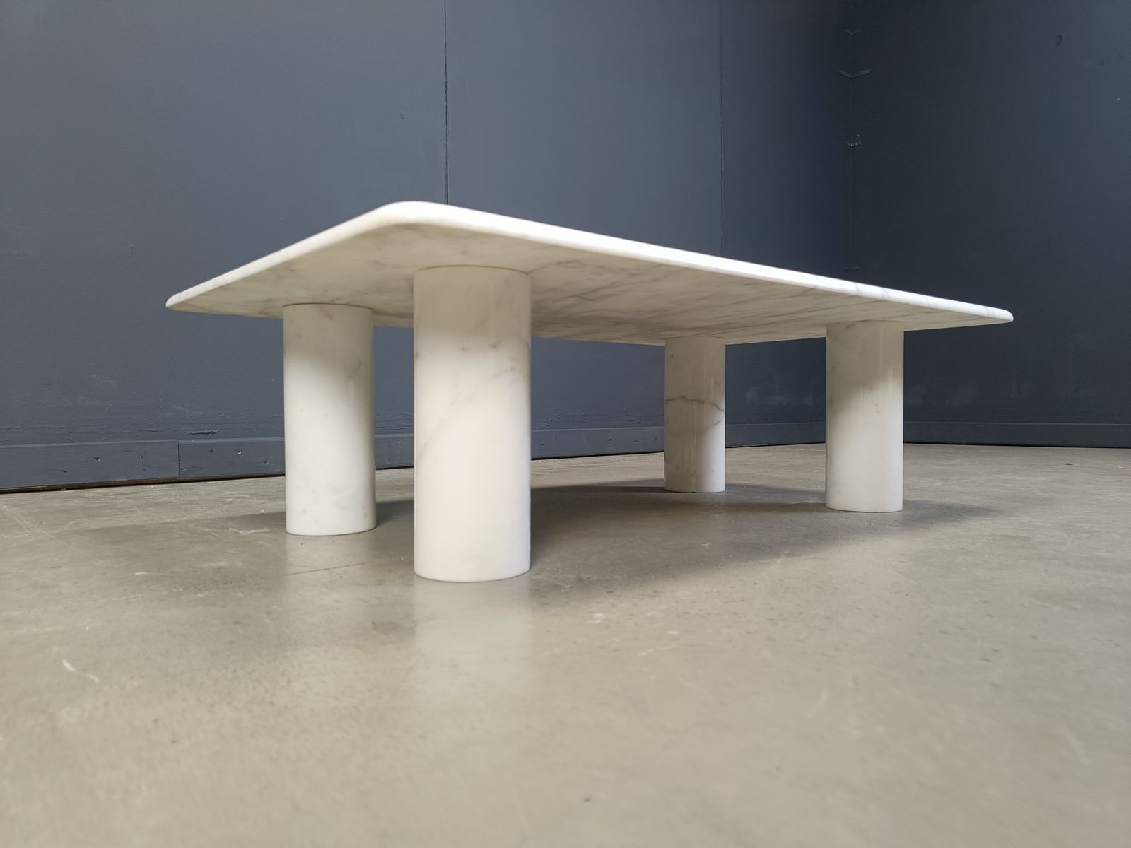 photo for sale Angelo Mangiarotti Carrara Marble Coffee Table For Up&Up, Italy