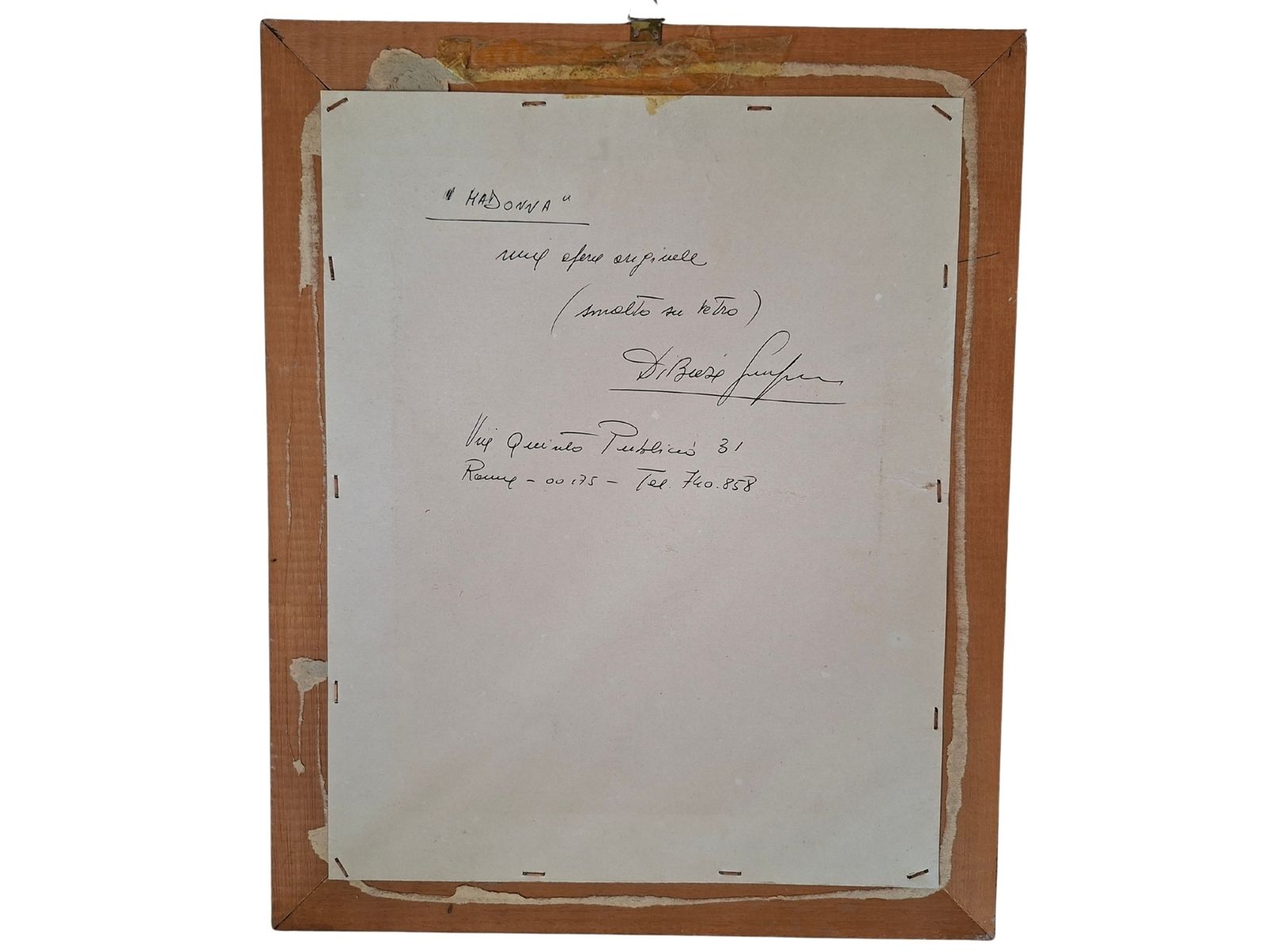 Opera Originale "Madonna" – S.F. Di Biase, 1974 – Smalto Su Vetro photo vinterior