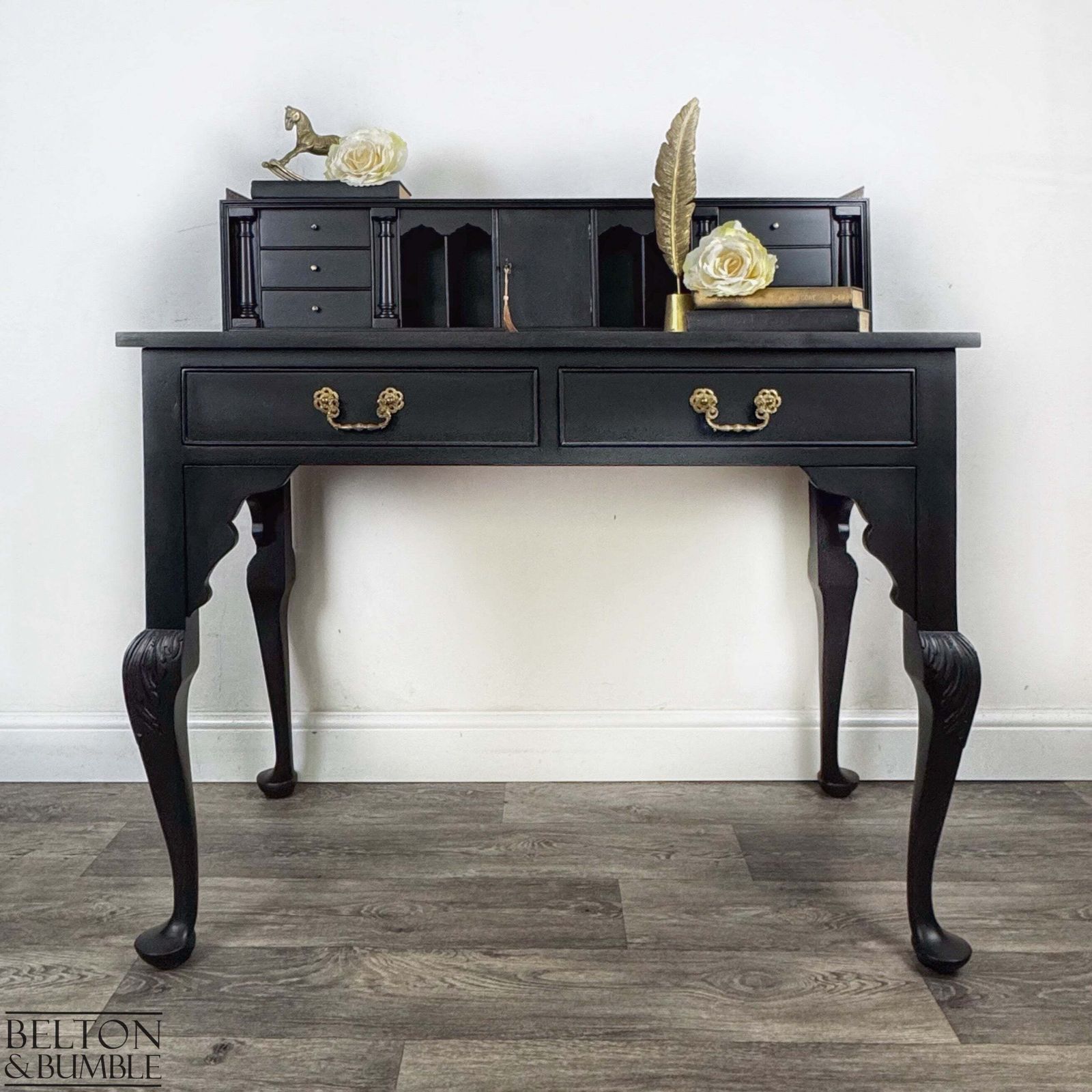 Vintage Writing Desk With Hidden Drawers In Black