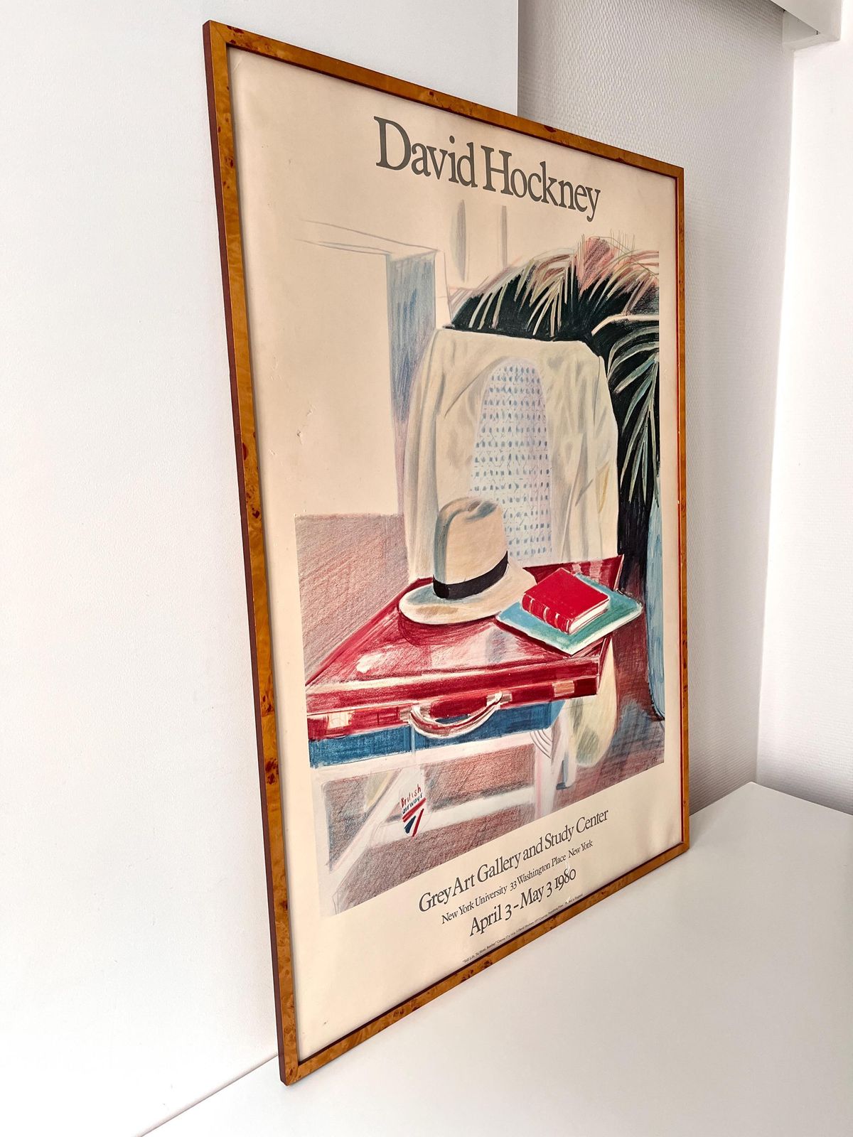 Giant Vintage Exhibition Poster By David Hockney, " Still Life, Taj Hotel, Bombay", Rare Printed Still Life Serigraphy 38inx27in photo buy