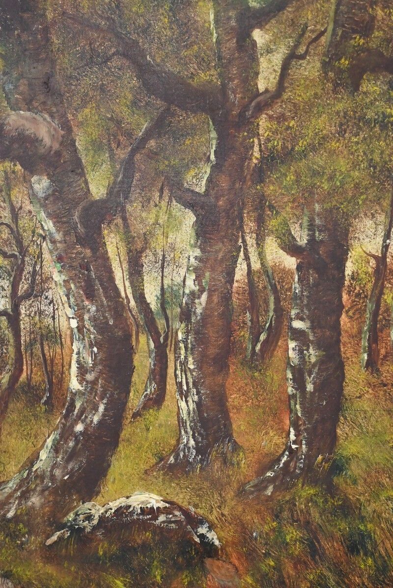 Painting “Walk In The Undergrowth”, Oil On Canvas, Signed L. Gourdon – 1896 photo vinterior