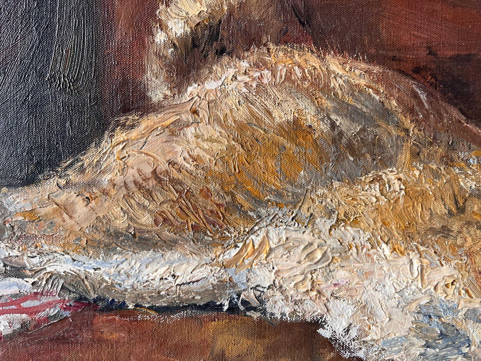 Original Hare Painting "Trophy Hunting" Circa 1950, Vintage French Still Life Oil On Canvas, Venison Painting photo vinterior