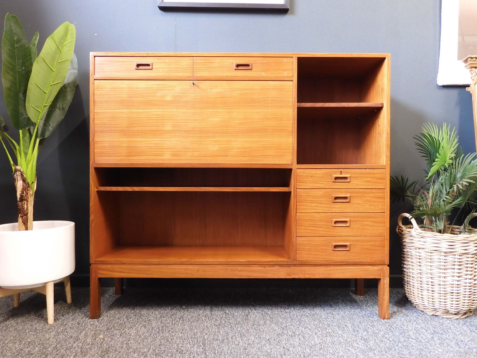 Mid Century Modern Sideboard Bureau In Teak – United Kingdom, 1960s