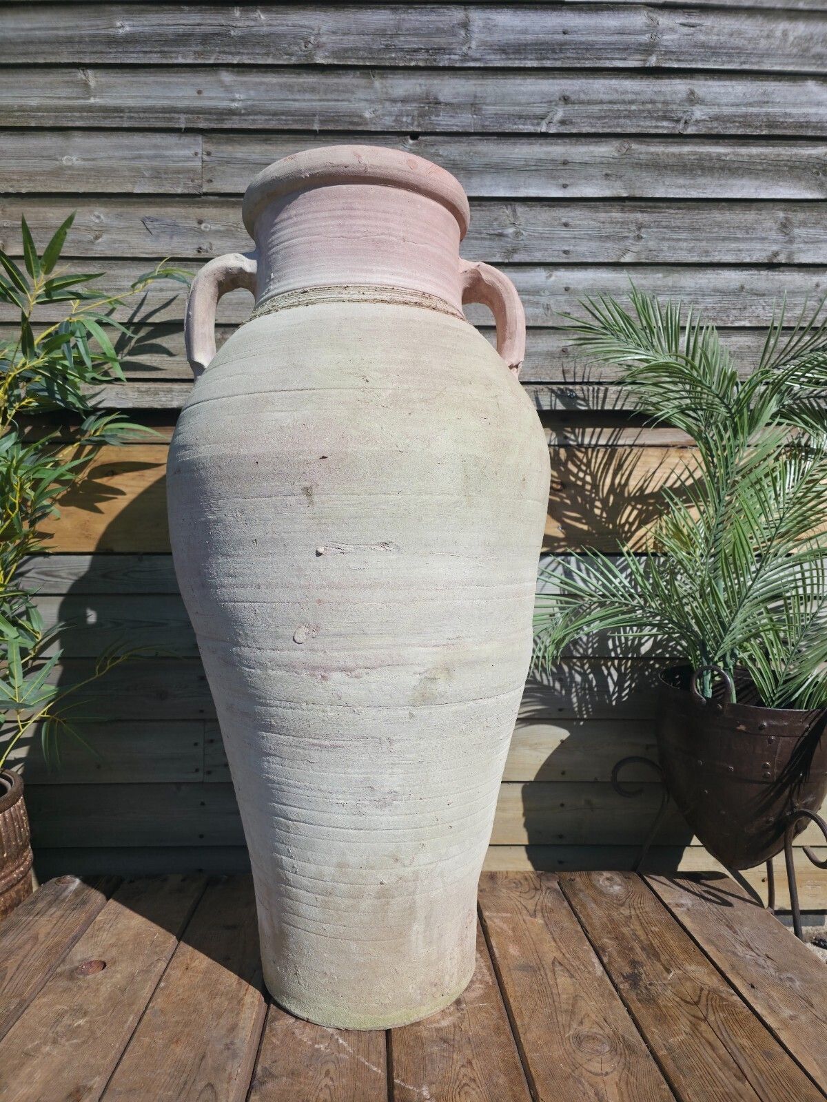 Very Large Rustic Mediterranean Terracotta Pot Roman Greek Urn Garden Amphora photo furniture