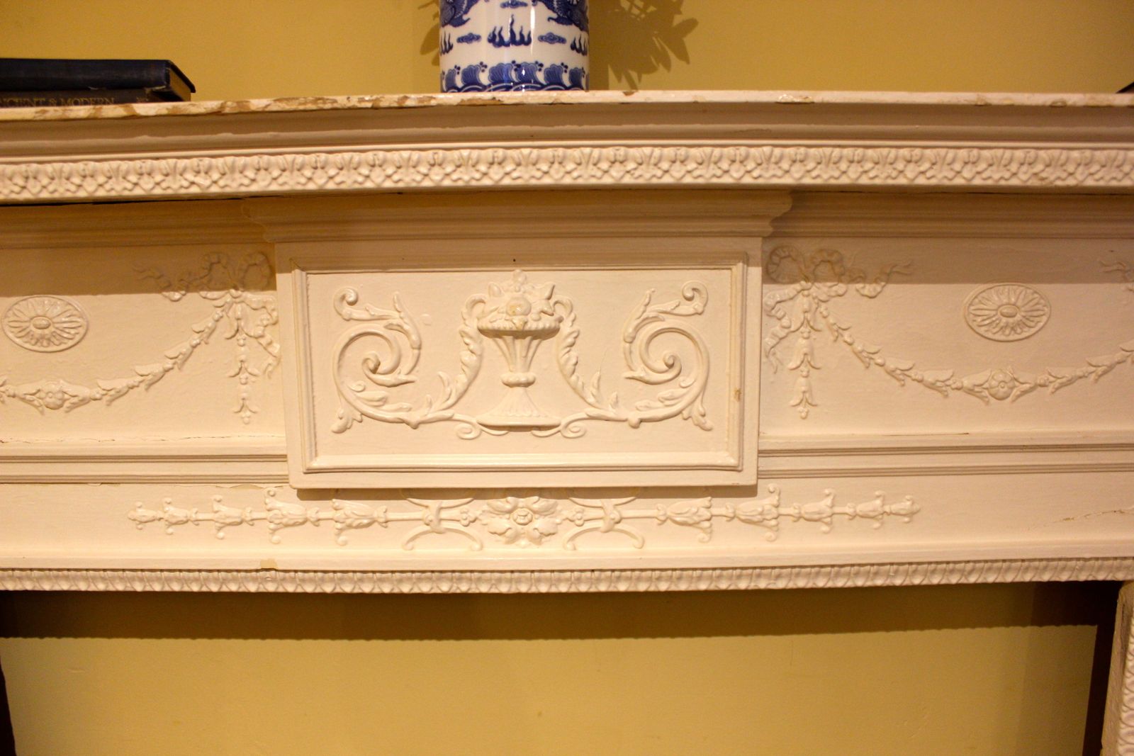 19thc. White Painted Pine Fire Surround/Mantlepiece photo for sale