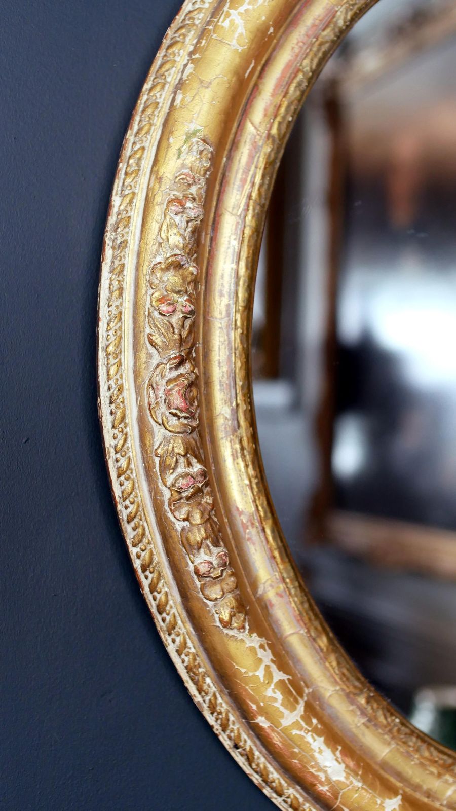 Antique Victorian Gesso Oval Mirror – Wonderful Distressed Patina photo Home Decor