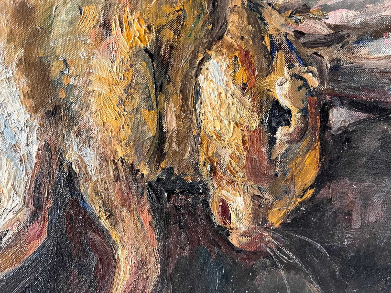 Original Hare Painting "Trophy Hunting" Circa 1950, Vintage French Still Life Oil On Canvas, Venison Painting photo buy