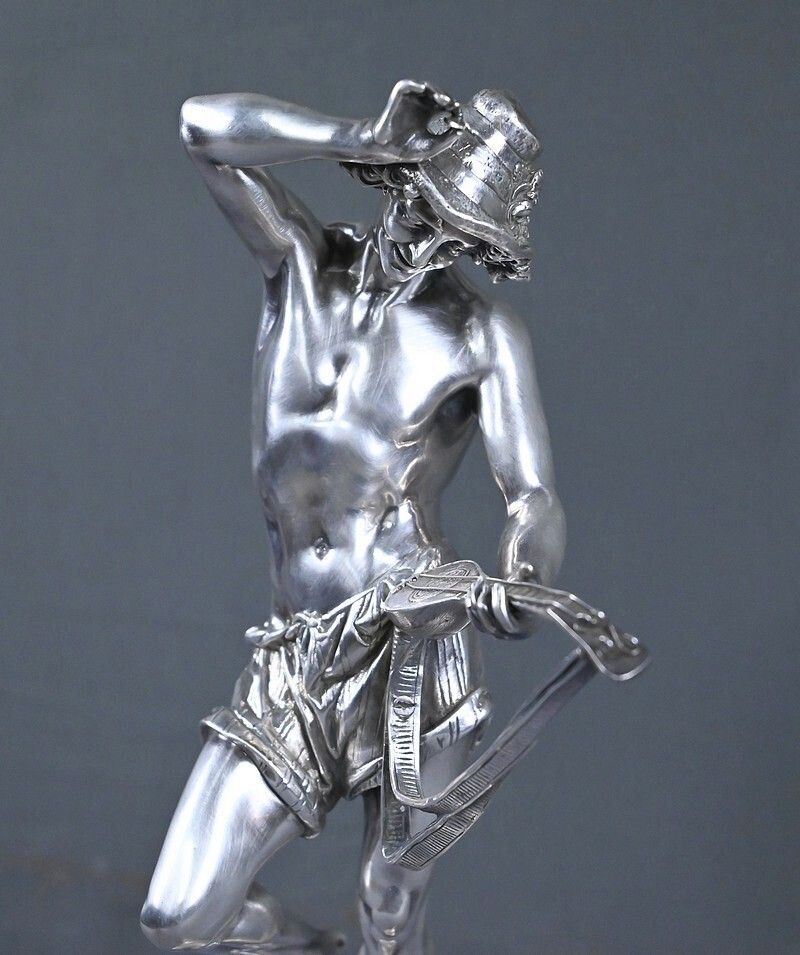 Silvered Bronze "The Neapolitan Mandolin Player" Signed A. Carrier – Part 2, 19th Century photo vinterior