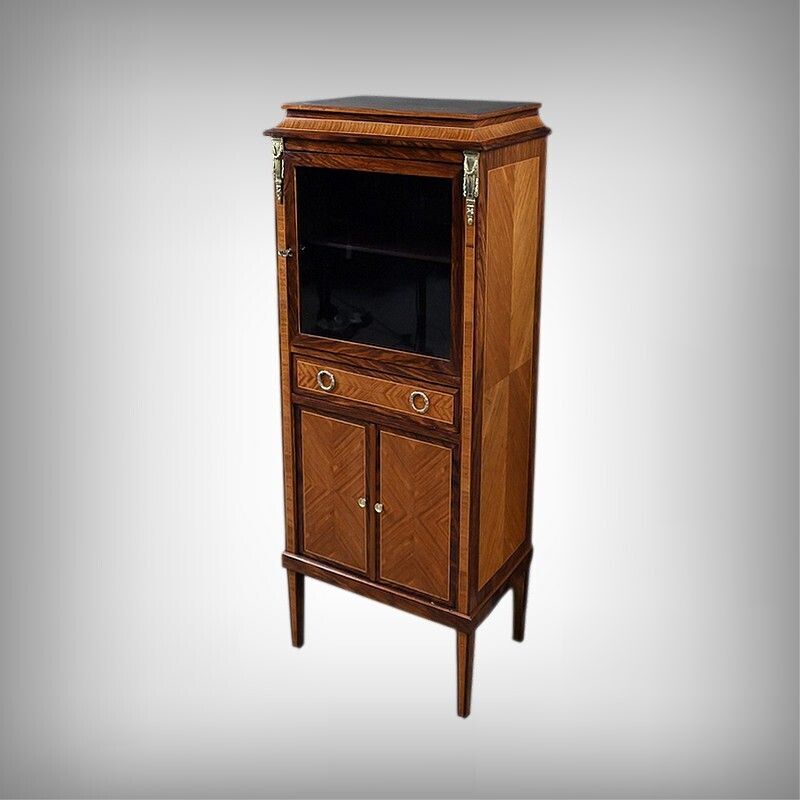 Marquetry Display Cabinet, Louis XVI Style – Early 20th Century
